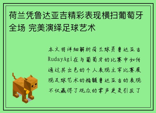荷兰凭鲁达亚吉精彩表现横扫葡萄牙全场 完美演绎足球艺术